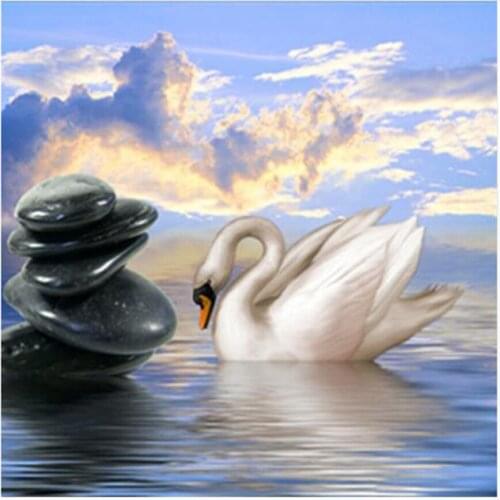 3D Diamond Painting Cross Stitch Swan & stone Crystal Needlework Diamond Embroidery Animals Full drill Diamond Decorative AS931