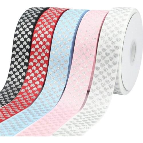 5 Meters 25mm Love Heart Ribbon Wedding Decoration Printing Heart Grosgrain Ribbon Gift Wrapping Hair Bows DIY Christmas Ribbon