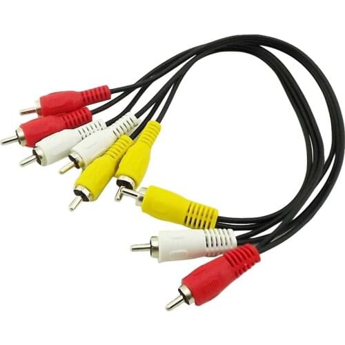 5pcs Composite 3RCA Male to 6RCA Male Plug Audio Video Male to Male Extension Connector Cable Cord 1FT/30CM
