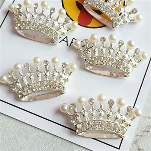 5 pcs/lot Alloy Pearl Crown Diamond Button Hair Accessories Bracelet Accessories Children Headdress Accessories Craft Supplies