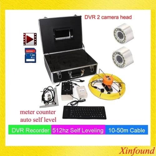 50m 7inch Pipe Sewer drain underground plumbing Inspection Camera meter counter auto self balancing 30mm camera head DVR