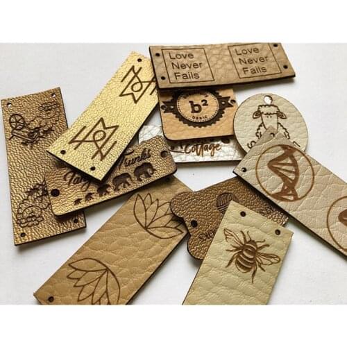 Custom Leather Sewing Product tags 55pcs, Garment labels knitted for handcraft, handmade clothing Crochet label, DIY Accessories