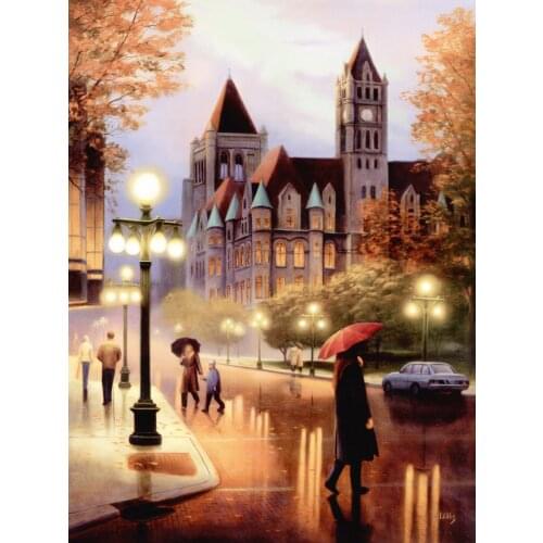 A3424 11CT/14CT/18CT/25CT/28CT oil street patterns Counted Cross Stitch DIY Cross Stitch Kits Embroidery Needlework Sets