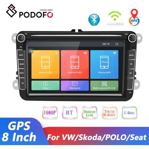 Podofo 2din Android Car Radio Bluetooth Reciever Stereo For VW / Volkswagen Skoda/Golf/Polo/Tiguan/Passat/b7/b6/SEAT/Jetta GPS