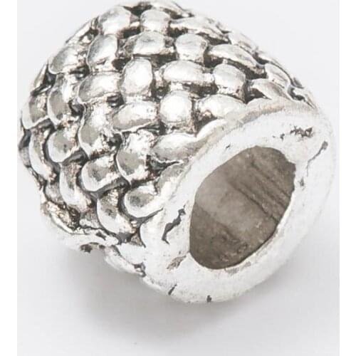 10Pcs/Lot Antique Silver Color DIY Zinc alloy Big Hole Spacer Bead Charm Fits Jewelry making Bracelet js1113