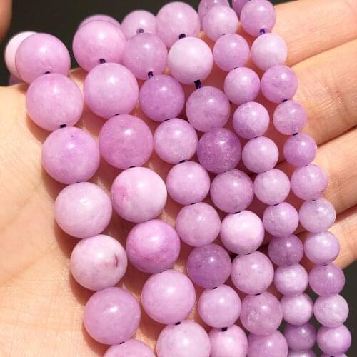 Natural Stone 6 8 10mm Light Purple Jades Loose Round Spacer Beads For Jewelry Making Angelite Beads DIY Bracelet Accessories