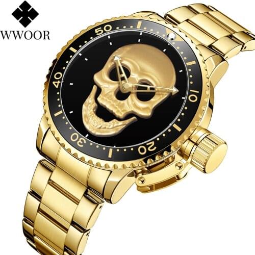 WWOOR Watches Mens Fashion Sport Quartz Wristwatches Luxury Stainless Steel Clock with Luminous Watch Male Relogio Masculino