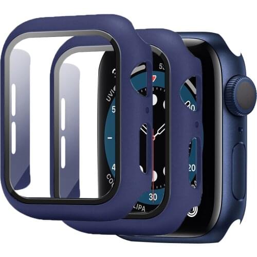 Cases for apple watch 6 SE case 44mm 40mm Tempered Glass Screen protector + pc case for iwatch 6 5 4 SE full protect cover shell