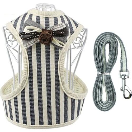 Copetsla New Stripe Style Puppy Cat Harness and Leash Set Size XS-XL Breathable Pet Dog Harness Vest For Dogs Cat Rabbits