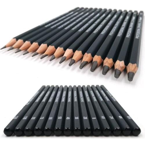 14pcs/set Wooden Sketch Pencils 12B 10B 8B 7B 6B 5B 4B 3B 2B B HB 2H 4H 6H Woodworking Pencil Painting Tools Art Supplies