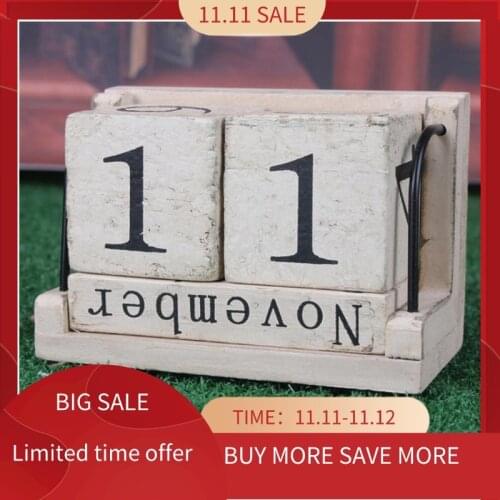 Wooden Perpetual Calendar Retro Rustic Design Living Room Decoration Diy Yearly Planner Calendar