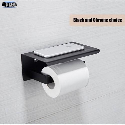Black & Mirror chrome choice toilet paper holder top platform put phone stainless steel bathroom wall mounted paper roll holder
