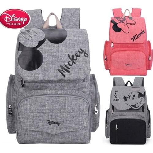 Disney Mickey Mouse Backpack Bag Mummy Diaper Bag Maternity for Baby Care Nappy Travel Bag Travel Stroller Free Hooks