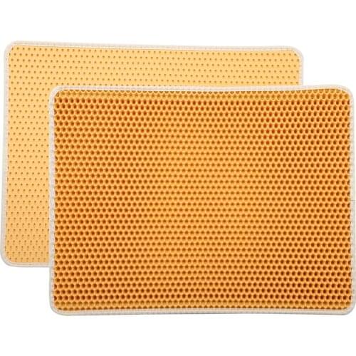 EVA Double Layer Pet Cat Litter Box Pad Cleaning Mat Washable Accessory With Mesh Hole Polygonal Mesh Surface Layer