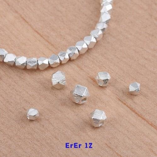 ErEr 10-20pcs 925 Sterling Silver Handmade Irregular DIY Silver Beads Necklace Ring Jewelry Jewelry Making Bead Accessories