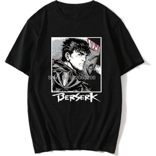 Japanese Manga Berserk Mens Novelty Short Sleeve Tshirt Round Neck Swordsman Gatsu T-shirt Male Anime Hot Sale White T-shirts