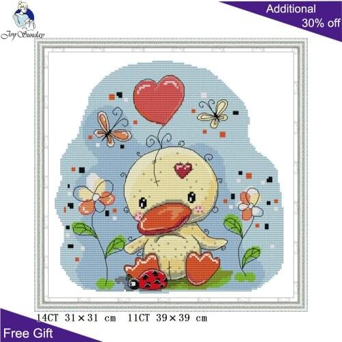 Joy Sunday Duck KB078 14CT 11CT Counted and Stamped Home Decoration Cute Duck Needlework Needlepoint DIY Cross Stitch kits