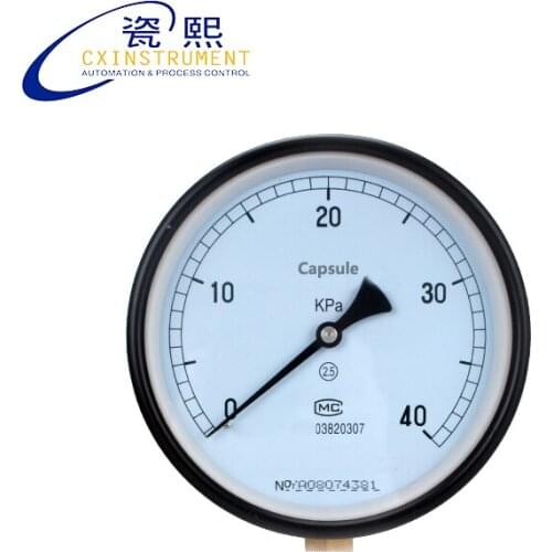 Capsule Pressure Gauge 0~60 Kpa Test Range 60mm Diameter and Radial Install Air Compressor Pressure Gaugee