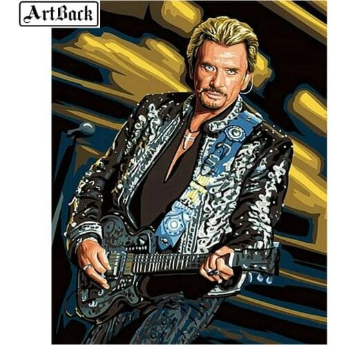 ArtBack 5d johnny hallyday diamond painting portrait full square french singer