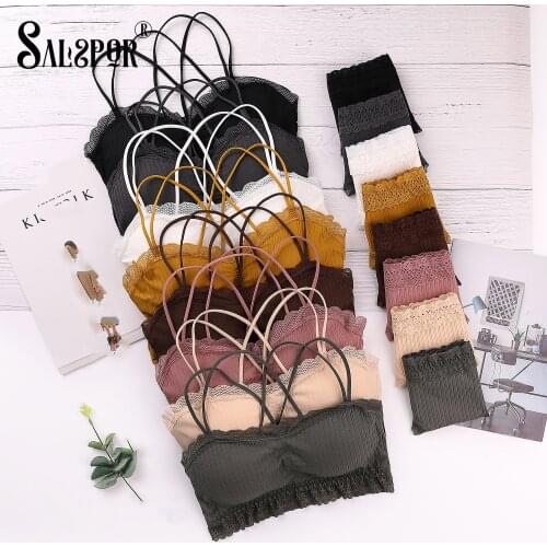 SALSPOR Women Lace Underwear Set Sexy Wireless Lingerie Soft Seamless Padded Solid Bra Sets All-Match Backless Bras