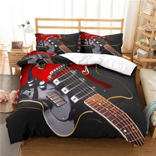 Home Textile Luxury 3D Guitar Print 2/3Pcs Comfortable Duvet Cover PillowCase Bedding Sets Queen and King EU/US/AU Size