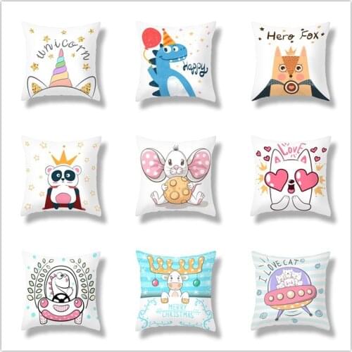 Nordic Cute Cartoon Animal Series Printed Cushion Cover Plush Pillow Case Decorative Pillows Cover for Sofa Car