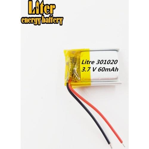 Li-po 3.7V 60mAh 301020 Lithium Polymer Li-Po li ion Rechargeable Battery cells For Mp3 MP4 MP5 GPS