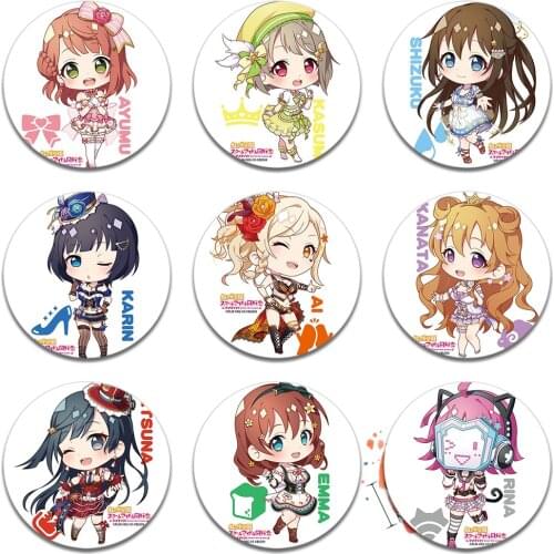 Love Live PERFECT Dream Project Anime Badge PDP Ayumu Kasumi Shizuku Karin Kanata Ai Setsuna Emma Verde Metal Badge Brooch Pins