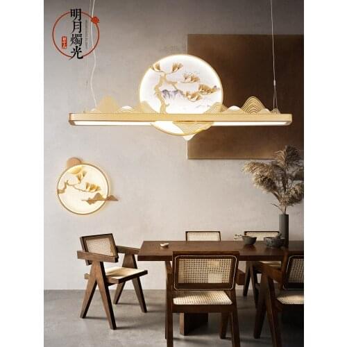 Tea Room Chandelier Modern Zen Art Dining Room and Study Room Tea Table Living Room Bar Counter Tea House Landscape Chinese