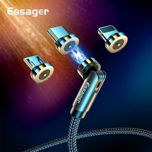 Fast Charging Magnet Charger Essager 540 Rotate Magnetic Cable Micro USB Type C Cable Mobile Phone Wire Cord For iPhone Xiaomi