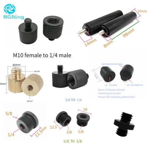 Metal 1/4" 3/8" 5/8 M10 M4 Thread Screw Mount Adapter Tripod Plate Flash Light Mic Converter SLR Camera Photo Studio Accessories
