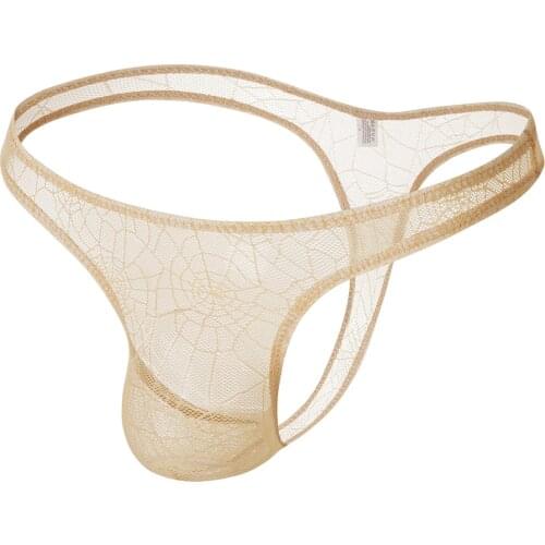 2021 New Style Gay Underwear Mens Transparent Small Triangle Bikini Spide Web G-strings Sexy Lace Thongs Breathable briefs