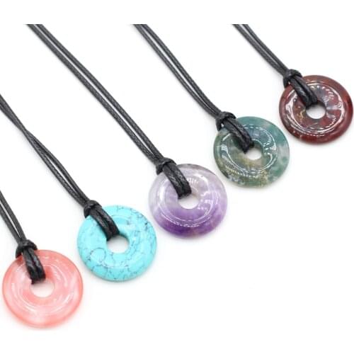 New Natural Rose Quartzs Agate Pendant Necklace Simple Stylish Pendant Necklace for Women Men Jewelry Necklace Best Gift 25x25mm