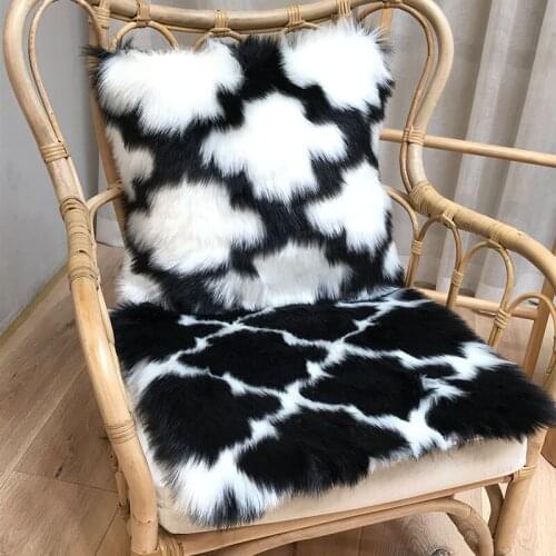 Singe Side With Faux Sheepskin Fur Pillowcase For Sofa Comfortable Soft Pillow Case Room Accessories