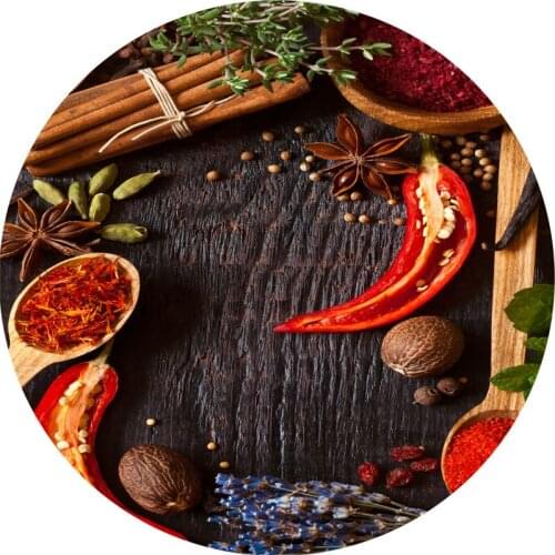 Flavour Seasoning Creative 3D Printing Circular Mats for Bedroom Living Room Carpet Kitchen Bathroom Anti-Slip Floor Mats