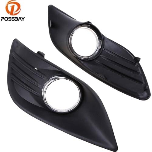 POSSBAY Front Bumper Grill Fog Light Lamp Cover Grilles for Ford Focus MK2(DA3) 3D/5D 2008 2009 2010 Pre-facelift Mesh Grills
