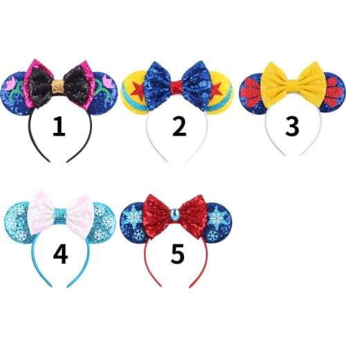 Disney Glitter Star Snowflake Mouse Ears Hairband Festival Girls Princess Headwear Party Decoration Hair Accessories