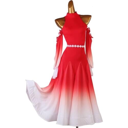 Professional Standard Girl Women Dress Competition purple blue Long Sleeves Ballroom Dance Dresses