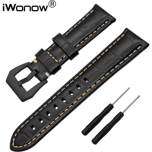 26mm Genuine Calf Leather Watchband + Screwdriver for Garmin Fenix 3 / HR / 5X Watch Band Steel Clasp Strap Wrist Bracelet Black
