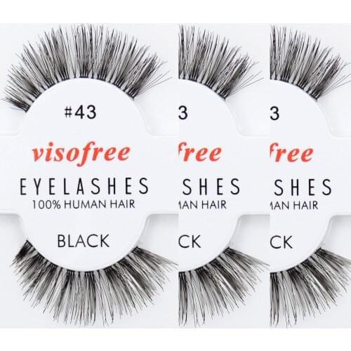 12 pairs Visofree Eyelashes 100% Human Hair Handmade False Eyelashes Messy Nature Eye Lashes #43 maquiagem
