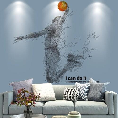 [shijuekongjian] Basketball Player Wall Sticker DIY Kids Rooms Wall Decals for Living Room Teenager Bedroom Home Decoration