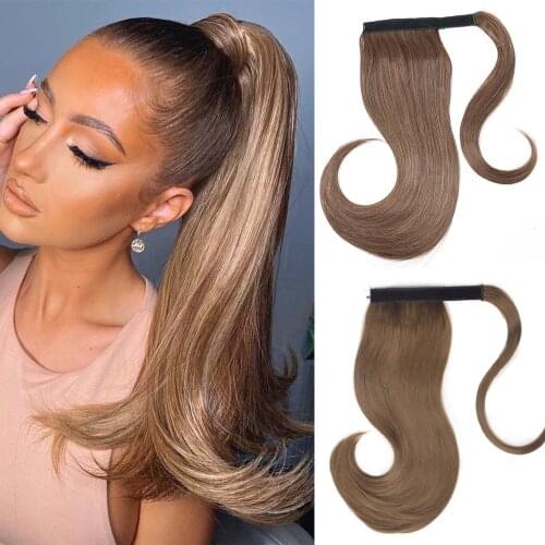 XINRAN Bounce Wraparound Ponytail Hair Pieces Synthetic Straight Hair Extensions With Combs Warp Ponytails For Women