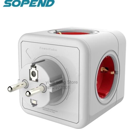 Sopend EU Safety Power Strips Plug Powercube Smart Socket with USB Multiple 4 Port Outlet Charger Electrical Plug Extension Home