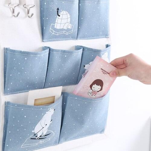 1Pcs Cloth Storage Bag Wall Hanging Type Cute Large Capacity Home Dormitory Debris Storage Hanging Bag Hanging Pocket