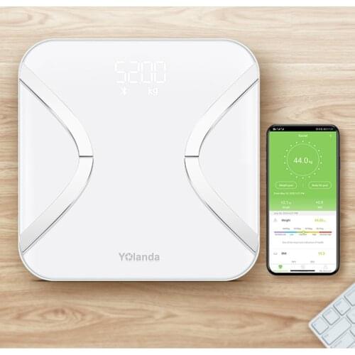 Yolanda Smart Body Fat Scale Bluetooth USB Rechargeable Electronic Bathroom Weight Scale Balance Health Monitor 11 Body Data
