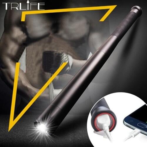 USB charger Baseball Bat LED Flashlight T6 Self Defense 8000LM 5modes Flash light for camping Built-in 2*18650 battery