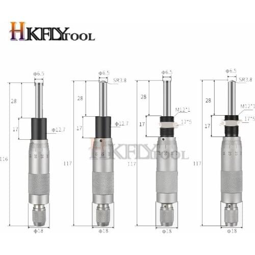 Micrometer Heads 0-25mm Accuracy 0.01mm Flat Measuring Tool Type Thread Knurled Adjustment Knob Micrometer Head