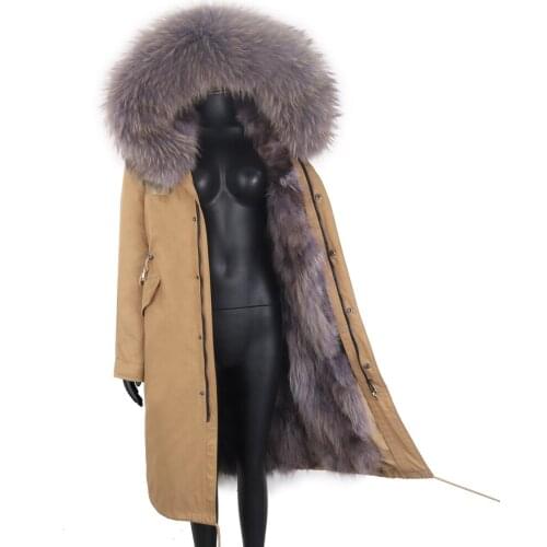 2021 Winter Jacket X-Long Parkas 7XL Women Real Fur Coat Fashion Natural Real Fox Fur Collar Loose Big Fur Outerwear Detachable