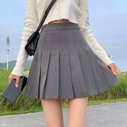 Suit material pleated skirt female 2021 autumn and winter high waist a-line slim short skirt college style all-match skirt