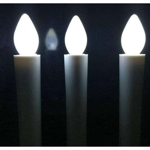 10pcs Battery operated Flameless Led taper tea candle lights electric candlestick Christmas Church Wedding decor 17.5CM(H)-WHITE